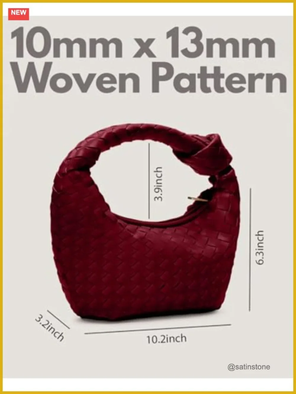 Woven Vegan Leather Knotted Top Handle Hobo Bag Clutch with Zipper